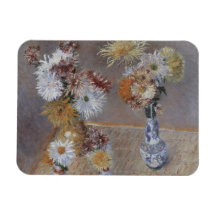 Four Vases of Chrysanthemums by Caillebotte Magnet