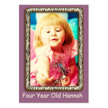 Four Year Old  Girl's Birthday Photo Cards Business Cards