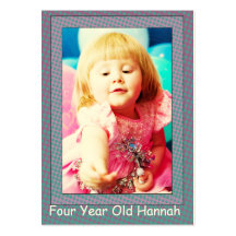 Four Year Old  Girl's Birthday Photo Cards Business Cards