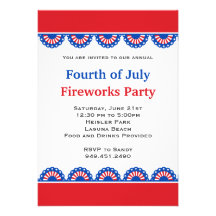 Fourth of July Fireworks Party Personalized Invites