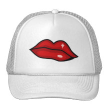 FPA0104 LUSCIOUS RED LIPS KISSES LOVE MESH HATS