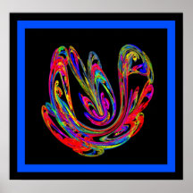 Fractal Swan pink and blue Print