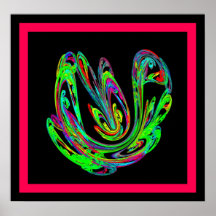 Fractal Swan pink and green Poster