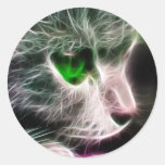 Fractalius Green Eyed Cat Sticker