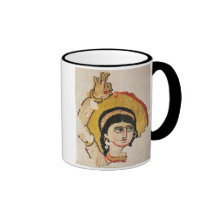 Fragment of a tapestry depicting the head of a dan mug
