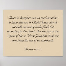 Framed Bible Verse Artwork, Romans 8:1-2 Posters