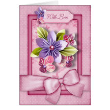 Framed Folded Flowers in Pink Card