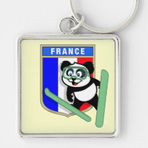 France Ski-jumping Panda Keychain