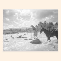 Frances Phelps Belden fly fishing in the river postcards