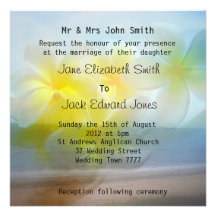 Frangipani Beach Wedding Custom Invitations