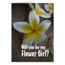 Frangipani Wedding Flower Girl Request Cards
