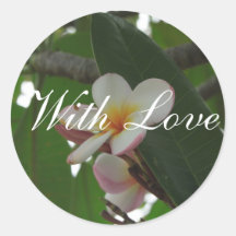 Frangipani  with love wedding envelope seal sticker