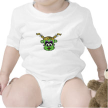 Frankenstein monkey girl in green baby creeper