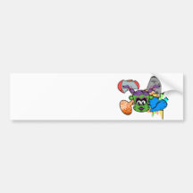 Frankenstein monkey girl in green on white bumper stickers