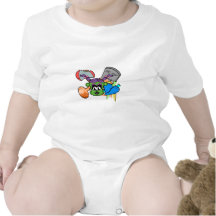 Frankenstein monkey girl in green on white romper