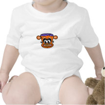 Frankenstein monkey in orange tee shirt