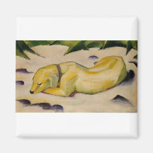 Franz Marc - Dog Lying in Snow 1910-11 Puppy White Fridge Magnet