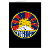 Free Tibet Round Grunge Greeting Cards