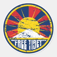 Free Tibet Round Grunge Round Stickers