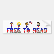 Free to Read w Stick Kids Bumper Sticker