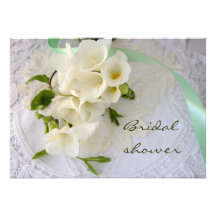 freesias on lace bridal shower card custom invitations