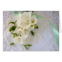 freesias on lace greeting card