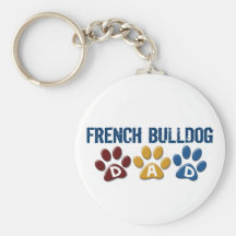 FRENCH BULLDOG Dad Paw Print 1 Keychains