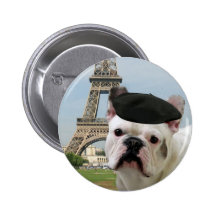 French Bulldog in Paris button