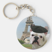 French Bulldog in Paris keychain