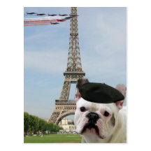 French Bulldog in Paris postcard