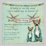 French Bulldogs  Blue Baby Invitation invitations