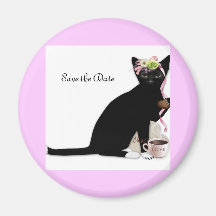 French Cat Bridal Refrigerator Magnets