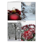 french christmas card red winter snow collage