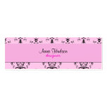 French Floral Swirls Ornamental Damask Pink, Black Business Card
