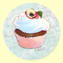 French pink Chocolate Cupcake Victorian Style stickers
