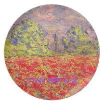 french poppy field art party plates