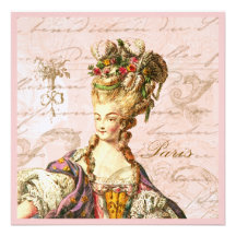 French Script Writing & Marie Antoinette Custom Announcement
