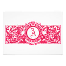 Fresh Pink "A" Monogram Wedding Invitations