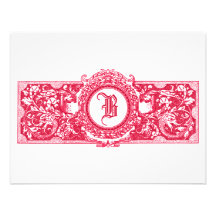 Fresh Pink "B" Monogram Wedding Reply Cards Announcements