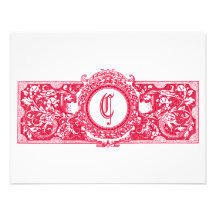Fresh Pink "C" Monogram Wedding Reply Cards Invitations