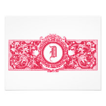 Fresh Pink "D" Monogram Wedding Reply Cards Announcements