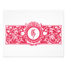 Fresh Pink "G" Monogram Wedding Reply Cards Custom Announcement
