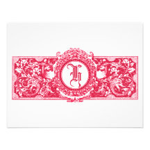 Fresh Pink "H" Monogram Wedding Reply Cards Announcements