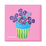 Fridge Art: Lots of Pots of Purple Pansies magnets