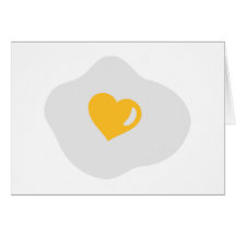 Fried egg love heart greeting cards