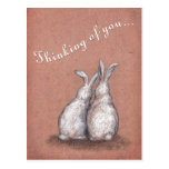 Friend Bunnies Thinking of You Postcard