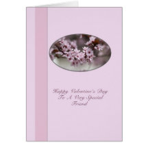 Friend's Valentine with Pink Flowers Greeting Card