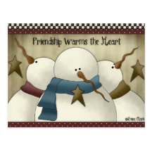 Friendship Warms the Heart Snowmen Postcards