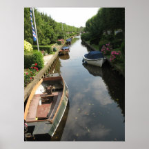 Friesland Canal with Row Boats Photo Poster