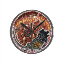 Frill Neck Lizard Dreaming Wall Clock